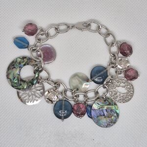 LIA SOPHIA Retired 'Neptune Windsong' Silver Tone and Multicolor Charm Bracelet